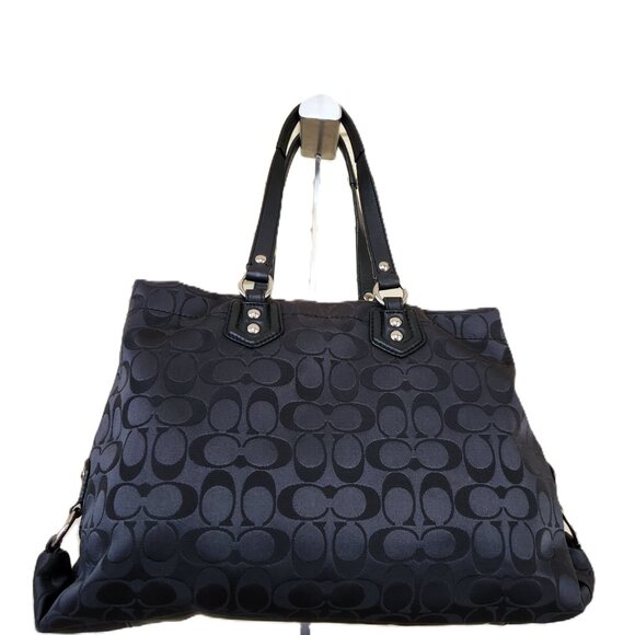 Euc Coach Ashley Black & Gray Signature Shoulder Bag Purse - Picture 3 of 14